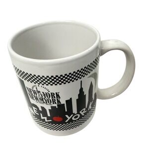 Shoebox New York Skyline Coffee Mug Red Apple Checkerboard Pattern